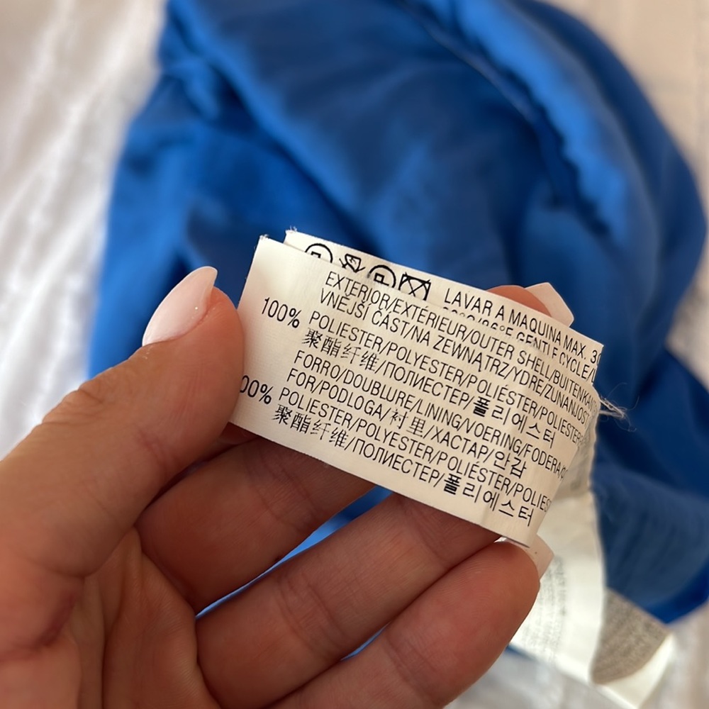 Zara Basic Blue Polka Dot Crossover Wrap Dress - image 5